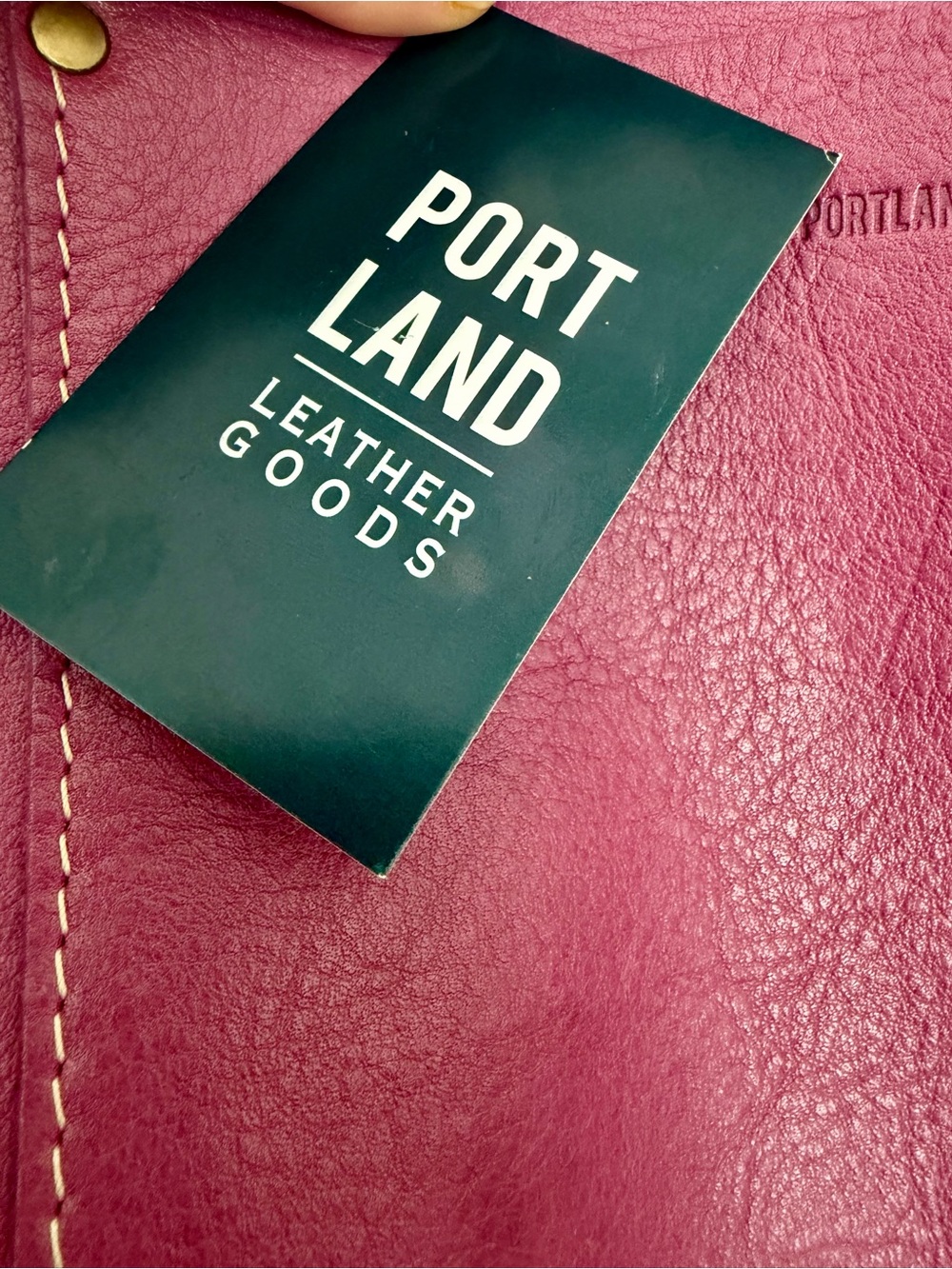 NWT Portland Leather Goods Crossbody Snap Tote - Vibrant Berry Pink Magenta - Picture 8 of 11